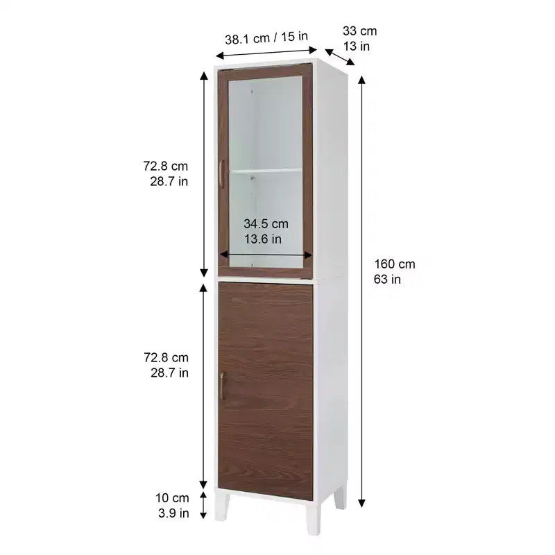 Tyler Two Tone Modern Wooden Linen Tower Cabinet Walnut/White - Elegant Home Fashions