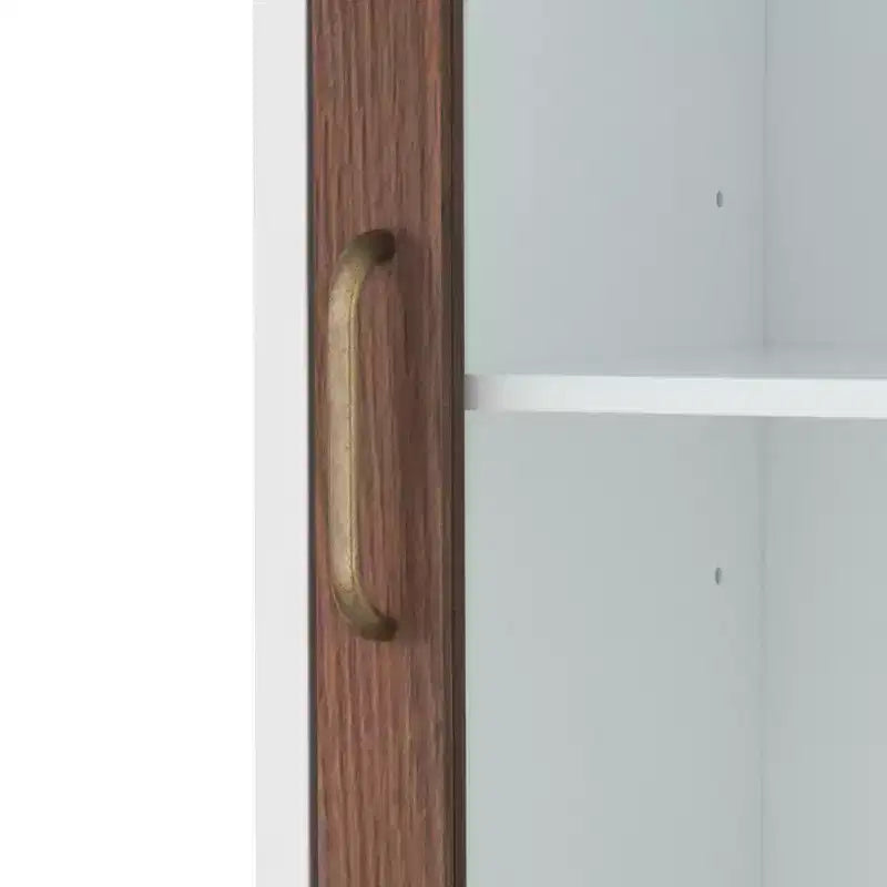 Tyler Two Tone Modern Wooden Linen Tower Cabinet Walnut/White - Elegant Home Fashions