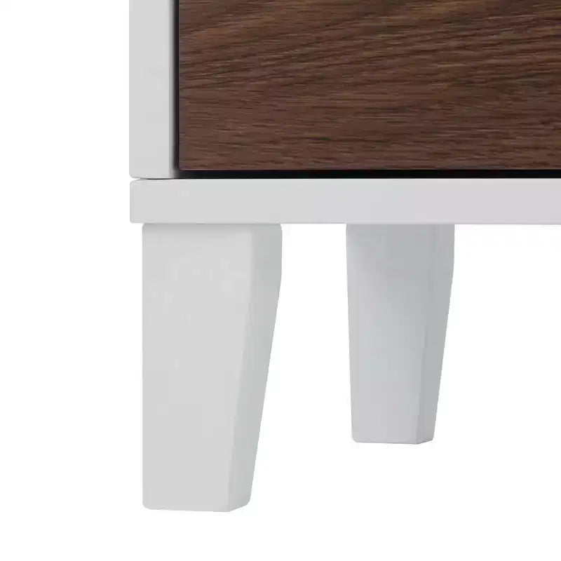 Tyler Two Tone Modern Wooden Linen Tower Cabinet Walnut/White - Elegant Home Fashions
