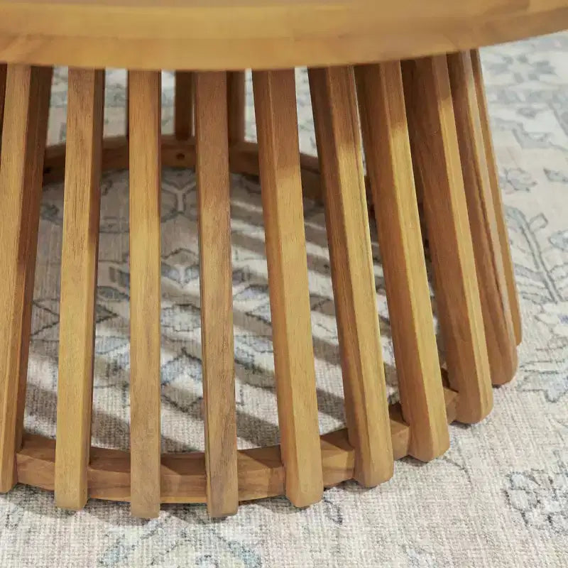 31.5-inch Round Patio Side Table Ideal for Backyards, Lawns, and Balconies Coffee Table with Teak