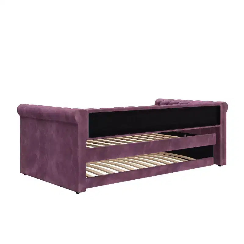 Upholstered Tufted Button Velvet Daybed with Trundle