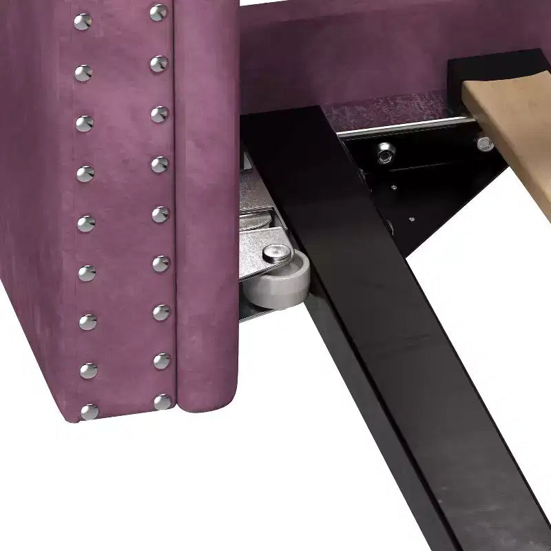 Upholstered Tufted Button Velvet Daybed with Trundle