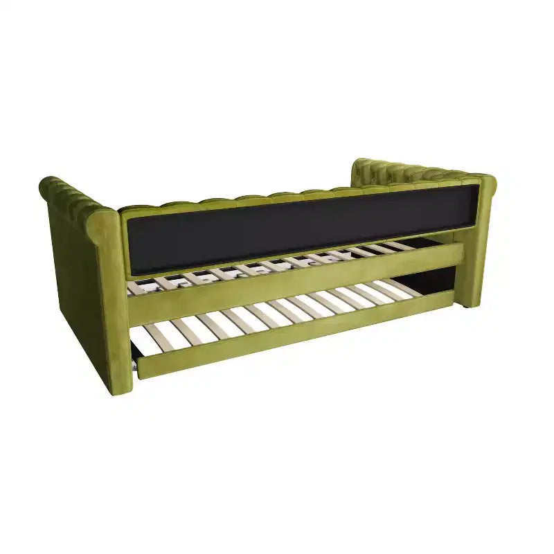 Upholstered Tufted Button Velvet Daybed with Trundle