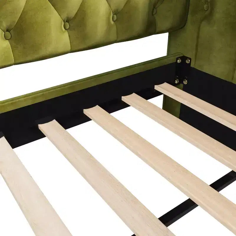 Upholstered Tufted Button Velvet Daybed with Trundle