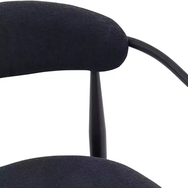 2 PCS Kitchen Chairs with Matte Metal Legs,Boucle Dining Chairs with Open & Curved Backrest,Ergonomic Dining Room Chairs for Living Room