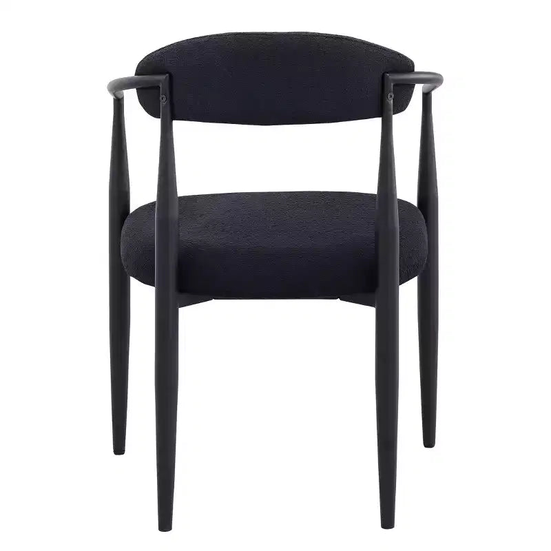 2 PCS Kitchen Chairs with Matte Metal Legs,Boucle Dining Chairs with Open & Curved Backrest,Ergonomic Dining Room Chairs for Living Room