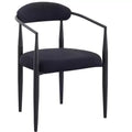 2 PCS Kitchen Chairs with Matte Metal Legs,Boucle Dining Chairs with Open & Curved Backrest,Ergonomic Dining Room Chairs for Living Room