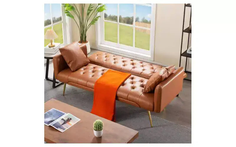 Modern Button Tufted Convertible Sleeper Sofa Bed with Adjustable Back,Upholstered Futon Sofa Couch for Living Room,Apartment