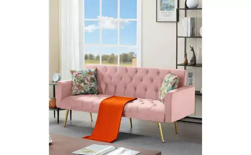 Modern Button Tufted Convertible Sleeper Sofa Bed with Adjustable Back,Upholstered Futon Sofa Couch for Living Room,Apartment