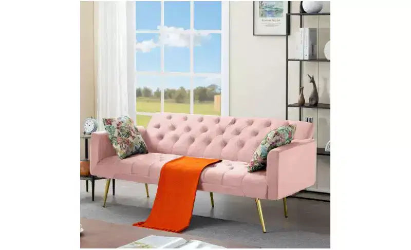 Modern Button Tufted Convertible Sleeper Sofa Bed with Adjustable Back,Upholstered Futon Sofa Couch for Living Room,Apartment