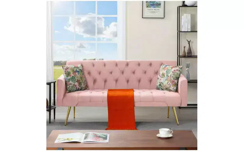 Modern Button Tufted Convertible Sleeper Sofa Bed with Adjustable Back,Upholstered Futon Sofa Couch for Living Room,Apartment