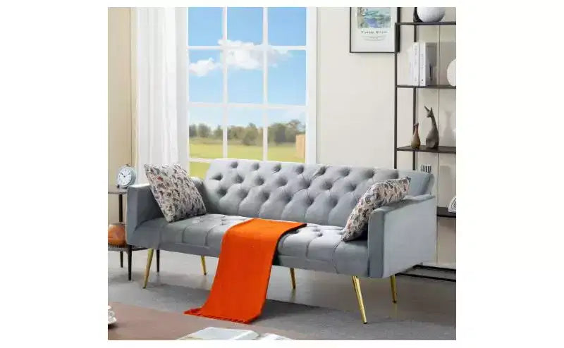 Modern Button Tufted Convertible Sleeper Sofa Bed with Adjustable Back,Upholstered Futon Sofa Couch for Living Room,Apartment