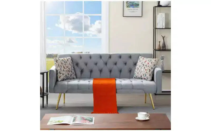Modern Button Tufted Convertible Sleeper Sofa Bed with Adjustable Back,Upholstered Futon Sofa Couch for Living Room,Apartment