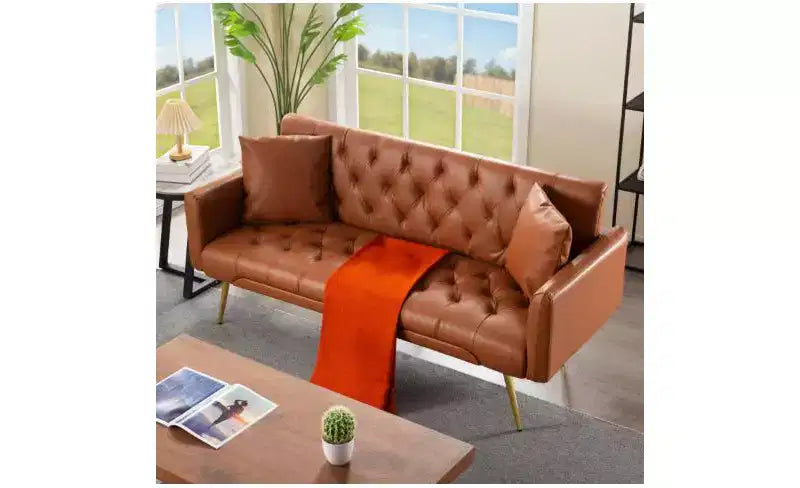 Modern Button Tufted Convertible Sleeper Sofa Bed with Adjustable Back,Upholstered Futon Sofa Couch for Living Room,Apartment