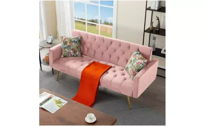 Modern Button Tufted Convertible Sleeper Sofa Bed with Adjustable Back,Upholstered Futon Sofa Couch for Living Room,Apartment