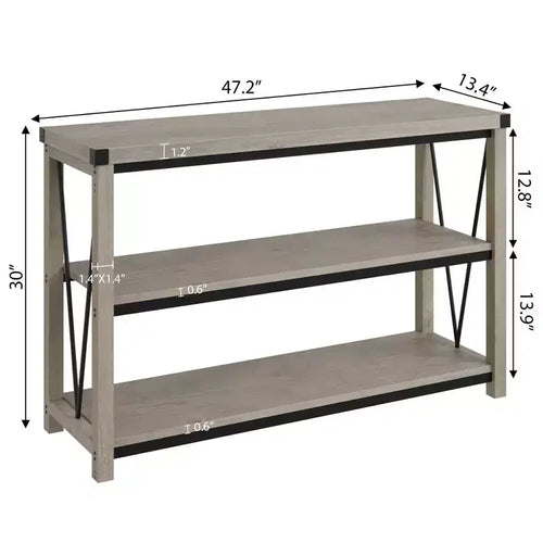 47 Narrow Long Console Table with Storage, 3 Tier Wood Console Table, Farmhouse Entryway Table