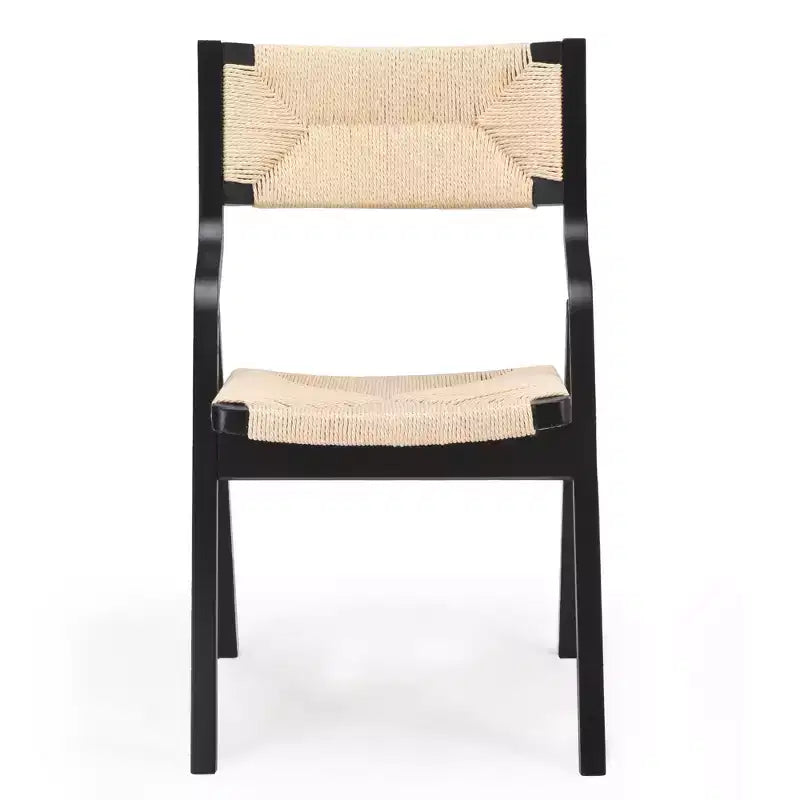 Wooden Dining Chairs, Folding Dining Chairs with Woven Seat and Webbing Back, Stackable Dining Chairs for Dining Room