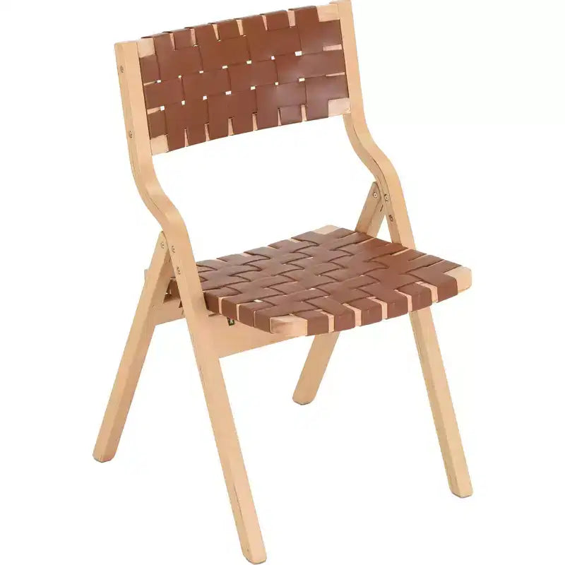 Wooden Dining Chairs, Folding Dining Chairs with Woven Seat and Webbing Back, Stackable Dining Chairs for Dining Room