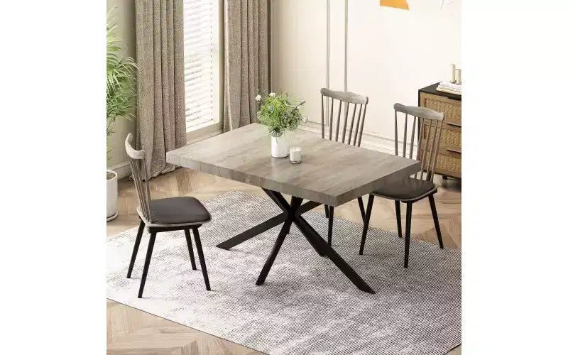 Storage Box Dining Table for 4-6,Expandable Kitchen Table with Cross Iron Foot Base & Relief Plate,Wooden Table for Office,Living Room