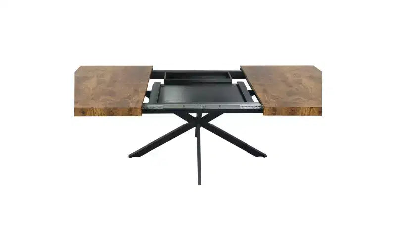 Storage Box Dining Table for 4-6,Expandable Kitchen Table with Cross Iron Foot Base & Relief Plate,Wooden Table for Office,Living Room