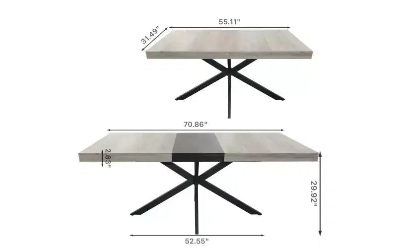Storage Box Dining Table for 4-6,Expandable Kitchen Table with Cross Iron Foot Base & Relief Plate,Wooden Table for Office,Living Room