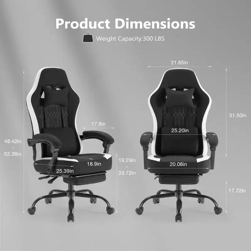Ergonomic Office Chair with Padding Armrest, Gaming Chair with Lumbar Support, Swivel Rolling Chair with Wheels for Home, Office