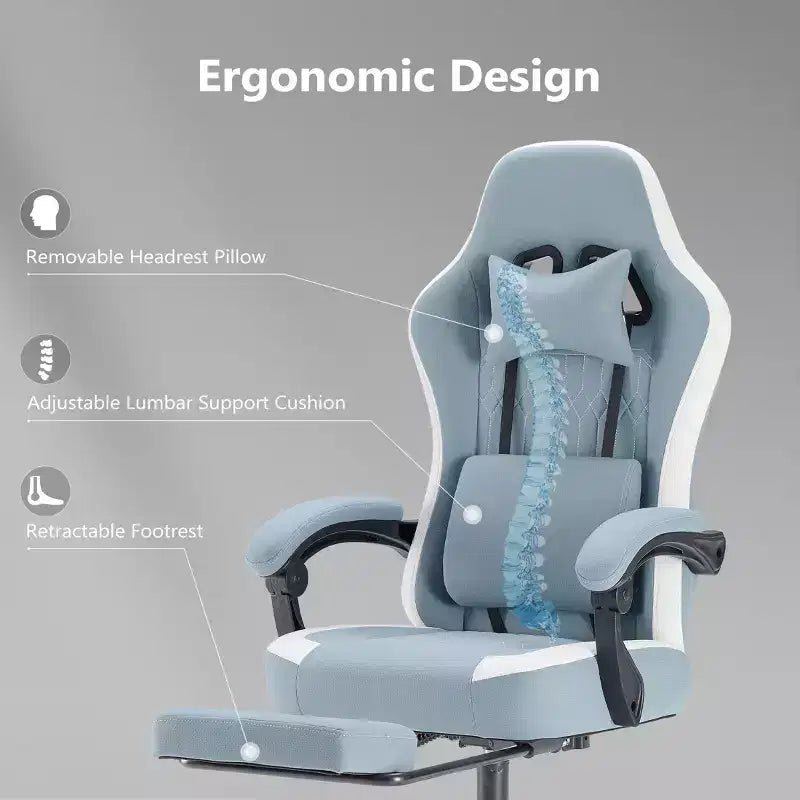 Ergonomic Office Chair with Padding Armrest, Gaming Chair with Lumbar Support, Swivel Rolling Chair with Wheels for Home, Office