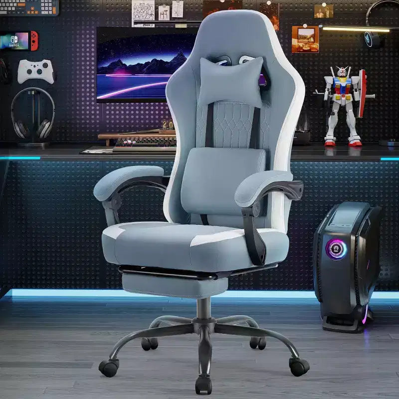 Ergonomic Office Chair with Padding Armrest, Gaming Chair with Lumbar Support, Swivel Rolling Chair with Wheels for Home, Office