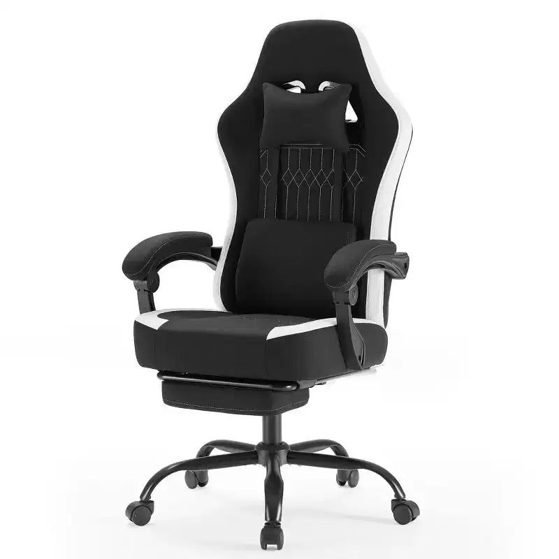 Ergonomic Office Chair with Padding Armrest, Gaming Chair with Lumbar Support, Swivel Rolling Chair with Wheels for Home, Office