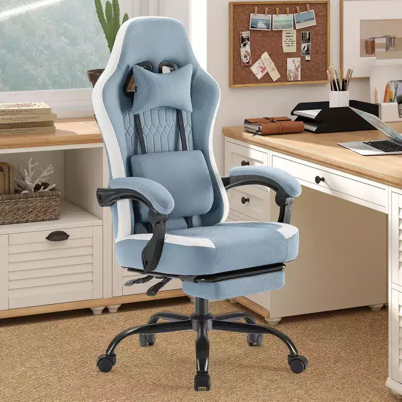 Ergonomic Office Chair with Padding Armrest, Gaming Chair with Lumbar Support, Swivel Rolling Chair with Wheels for Home, Office