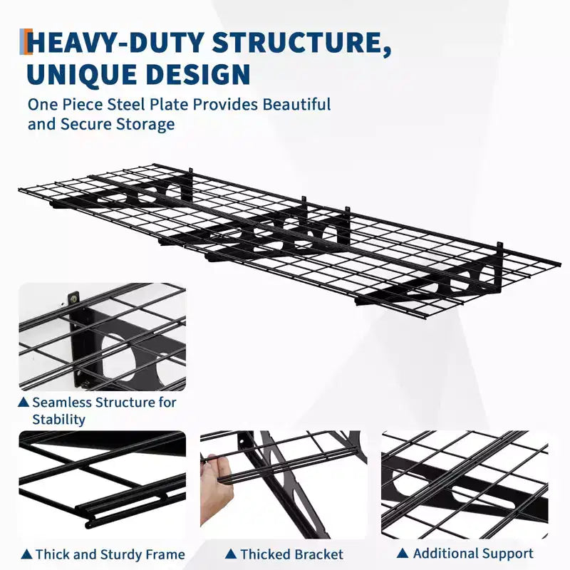 2-Pack 2x6 ft Wall-Mounted Garage Storage Shelves - Heavy Duty 1600 LB Capacity Shelving Units for Workshop Organization