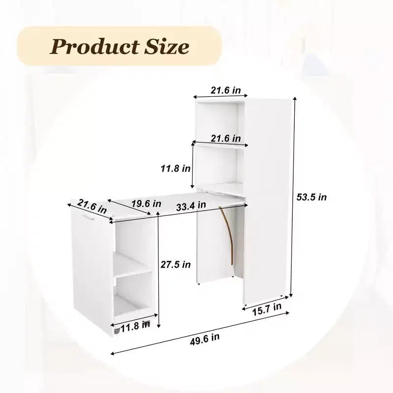 Stretchable Writing Desk,Foldable Home Office Desk with Storage Shelves and Wheels,Mobile Workstation for Small Apartments,Offices