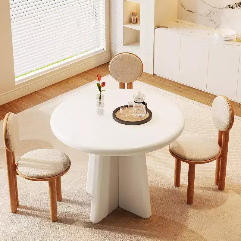 31.5-Inch Round Dining Table for 2-4, Small Kitchen Table with Sturdy Base for Dining Room, Kitchen, Living Room, White