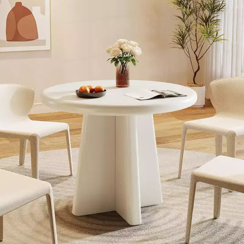 31.5-Inch Round Dining Table for 2-4, Small Kitchen Table with Sturdy Base for Dining Room, Kitchen, Living Room, White