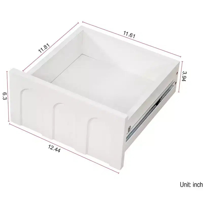 71 Tall Narrow Storage Cabinet - White Particle Board+MDF, 1 Door & 2 Drawers, Kitchen Use