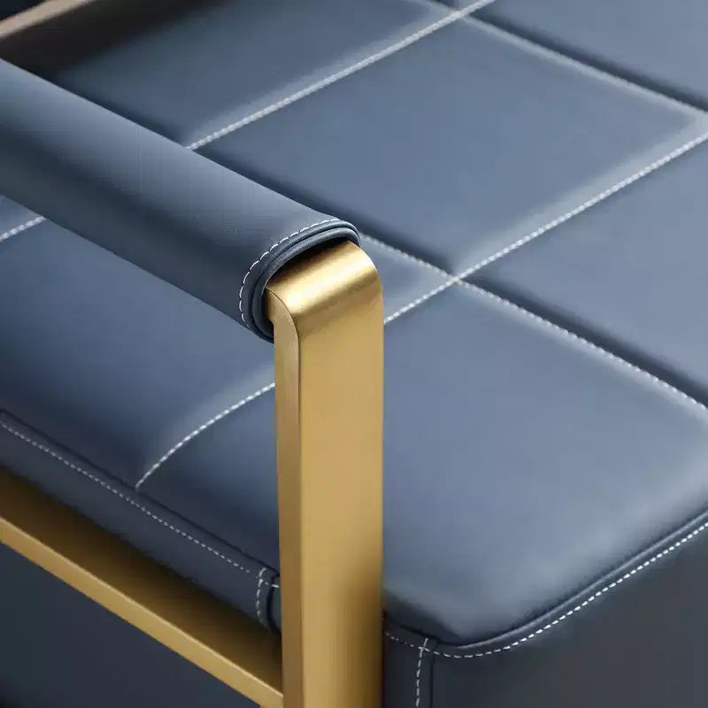 57.9 Inch Faux Bonded Leather Loveseat Sofa with Golden Metal Arms for Living Room,Office,Apartment