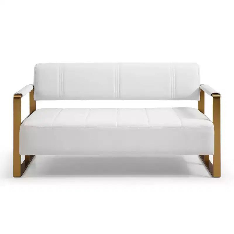 57.9 Inch Faux Bonded Leather Loveseat Sofa with Golden Metal Arms for Living Room,Office,Apartment