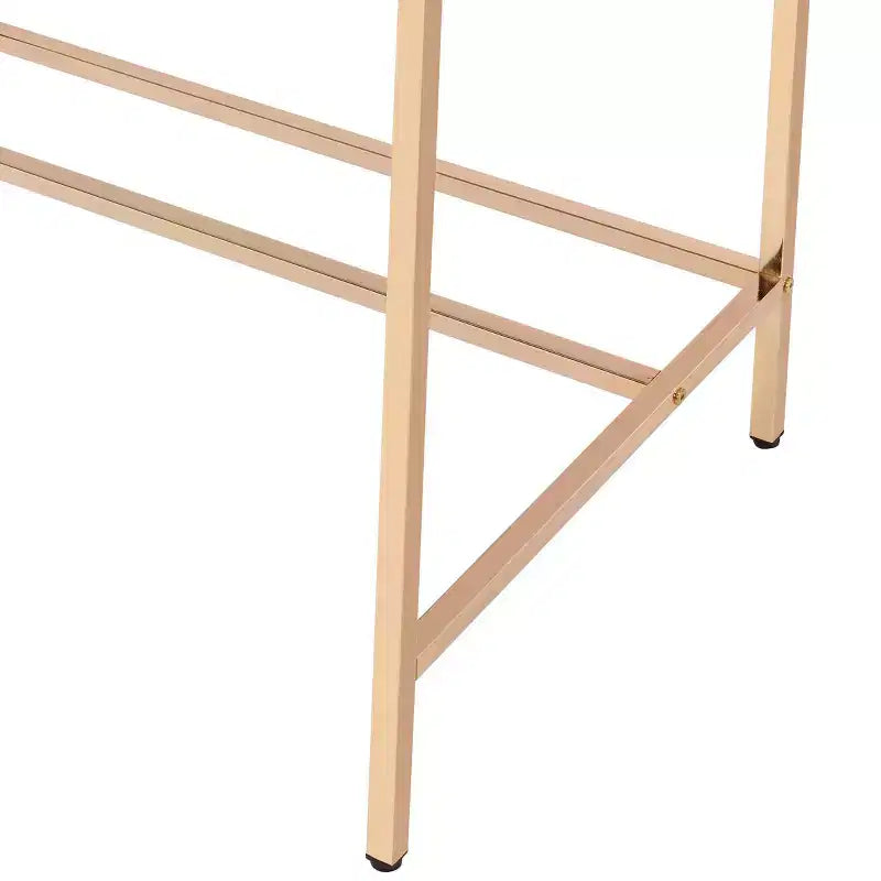 Modern 40 Writing Desk,Office Desk with Built-in USB Port,High-Gloss Desktop,Gold Open Metal Base,Rectangular Desk for Bedroom,Office,Study