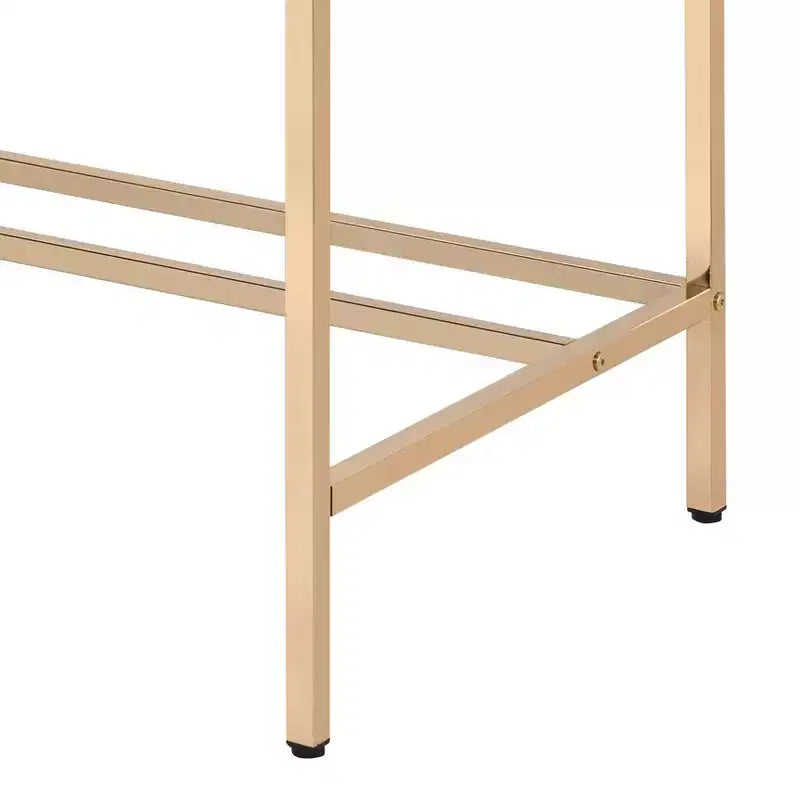 Modern 40 Writing Desk,Office Desk with Built-in USB Port,High-Gloss Desktop,Gold Open Metal Base,Rectangular Desk for Bedroom,Office,Study