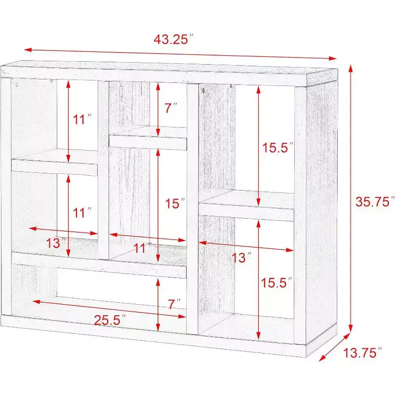 Open Shelf Bookcase, 7-Cube Freestanding Display Storage Cabinet, for Entryway, Living Room
