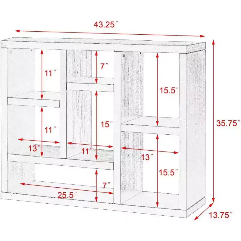 Open Shelf Bookcase, 7-Cube Freestanding Display Storage Cabinet, for Entryway, Living Room