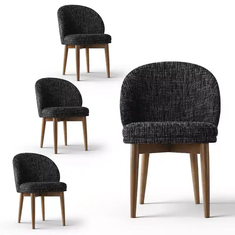 Modern Dining Chairs, Upholstered Armless Chairs with Curved Back, Walnut Wood Legs Padded Kitchen Chairs for Dining Room