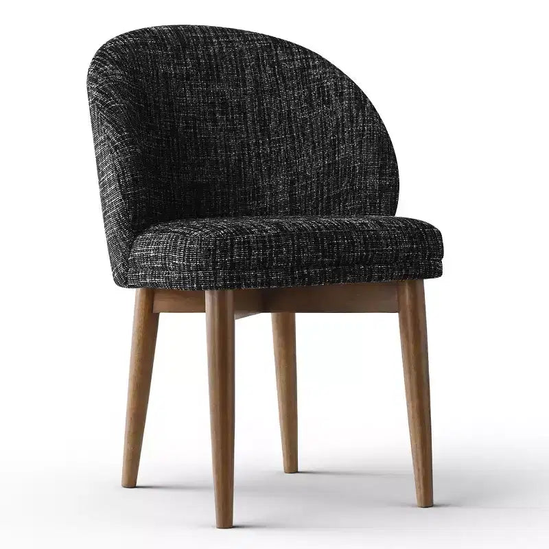 Modern Dining Chairs, Upholstered Armless Chairs with Curved Back, Walnut Wood Legs Padded Kitchen Chairs for Dining Room