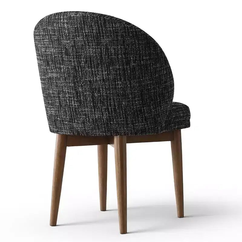 Modern Dining Chairs, Upholstered Armless Chairs with Curved Back, Walnut Wood Legs Padded Kitchen Chairs for Dining Room