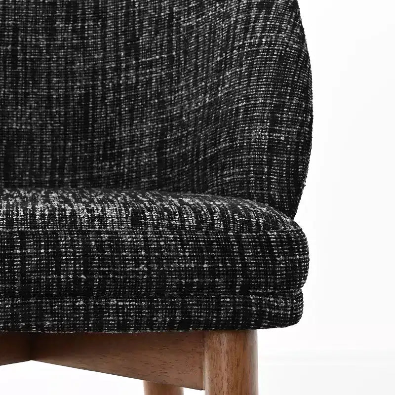 Modern Dining Chairs, Upholstered Armless Chairs with Curved Back, Walnut Wood Legs Padded Kitchen Chairs for Dining Room