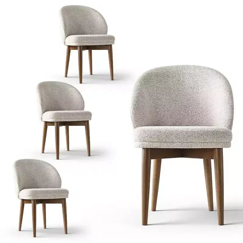 Modern Dining Chairs, Upholstered Armless Chairs with Curved Back, Walnut Wood Legs Padded Kitchen Chairs for Dining Room