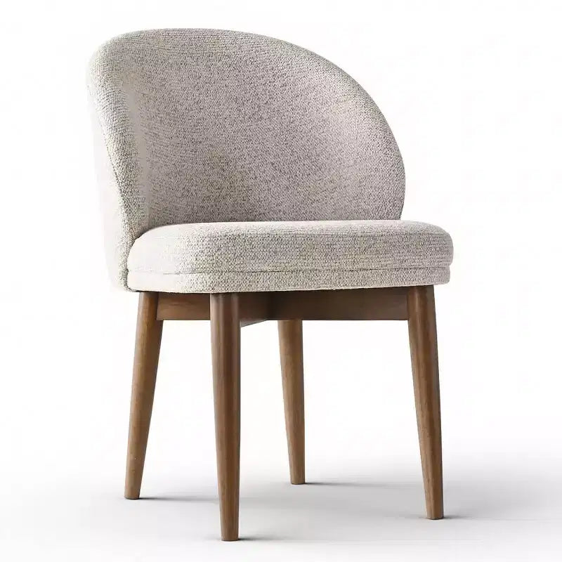 Modern Dining Chairs, Upholstered Armless Chairs with Curved Back, Walnut Wood Legs Padded Kitchen Chairs for Dining Room