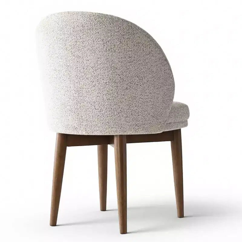 Modern Dining Chairs, Upholstered Armless Chairs with Curved Back, Walnut Wood Legs Padded Kitchen Chairs for Dining Room