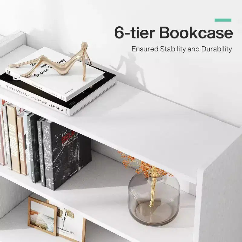 6-Tier Tall Bookcase, 71 Inches Bookshelves and Bookcases, Floor Standing 5 Shelf Library Bookcase for Home Office, Living Room, Bedroom