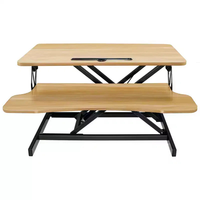 Height Adjustable Desk End Table Converter Sit Stand Workstation for Home Office Dual Monitor Laptop, Black, 32*16.5*26